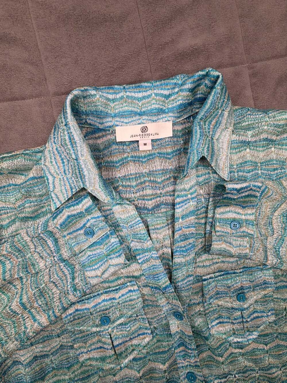 Jean-Pierre Klifa Paris Women's Long Sleeve Button-Down Shirt Wave Pattern